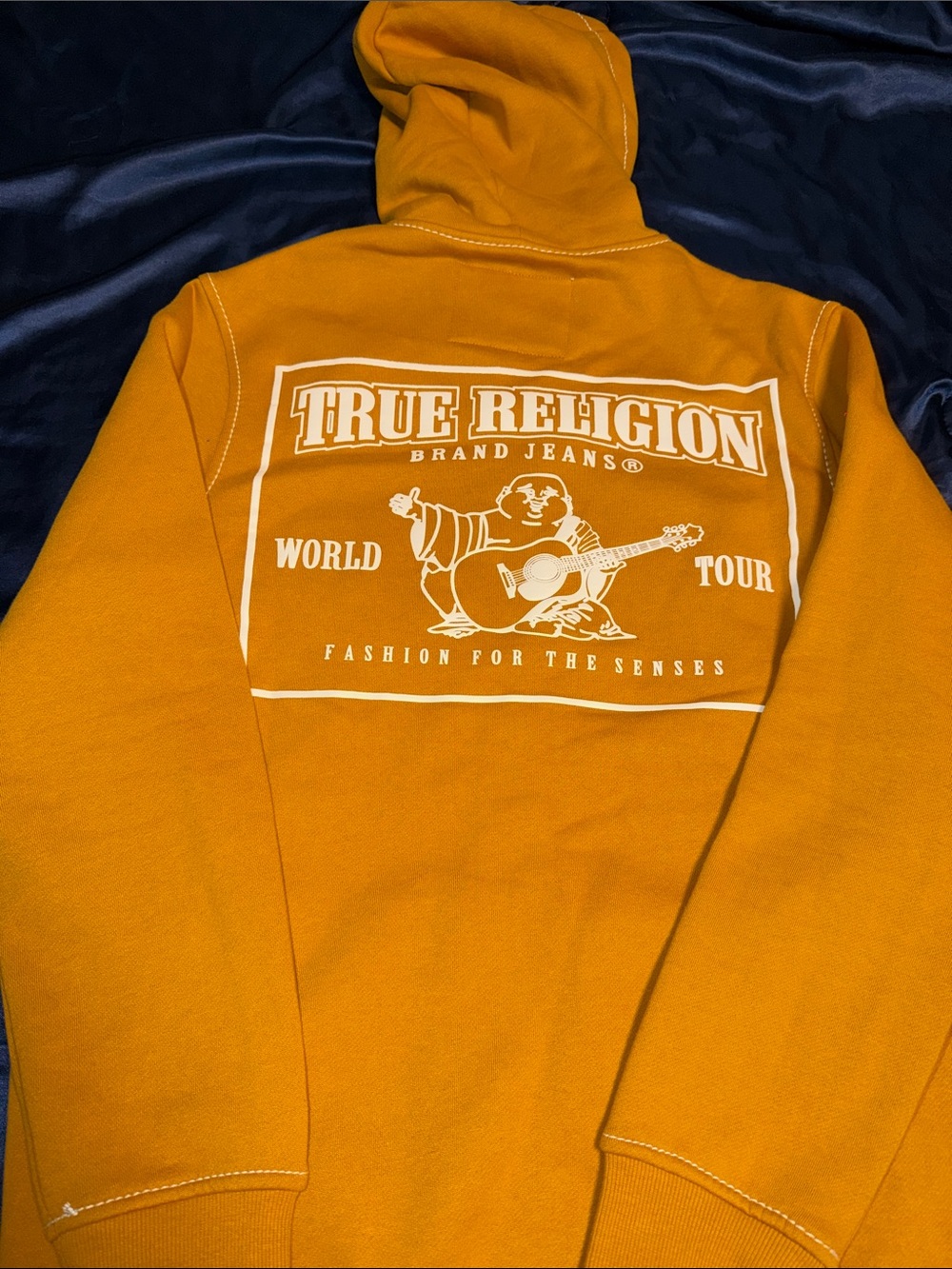 Men’s True Religion Zip-Up Sweater – Mustard Orange M
